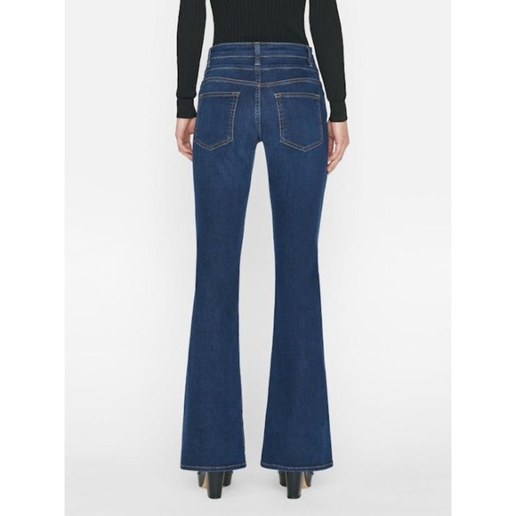 Frame Denim High Flare Double Waist Band Denim Jeans in Majesty Blue - Picture 3 of 9